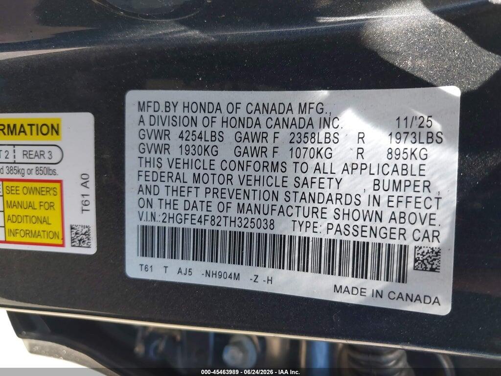 2HGFE4F82TH325038 2026 HONDA CIVIC HYBRID photo no. 9