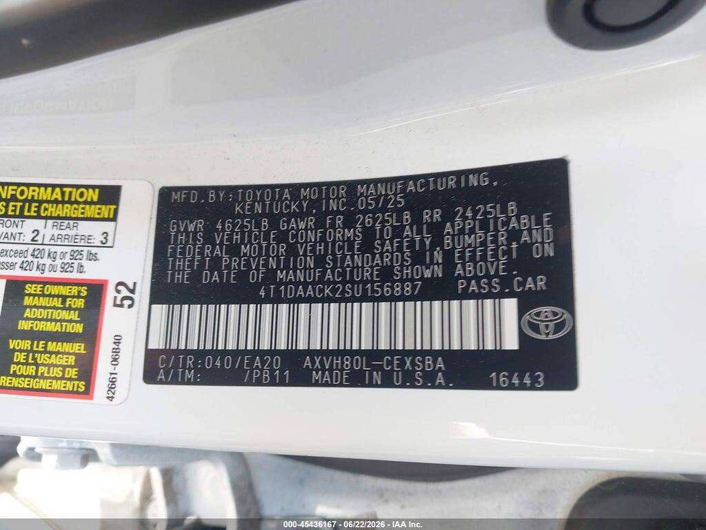 4T1DAACK2SU156887 2025 TOYOTA CAMRY photo no. 9