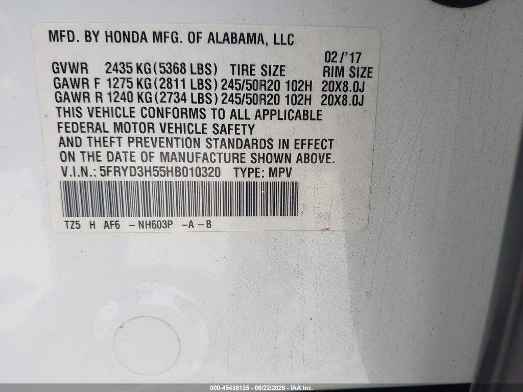 5FRYD3H55HB010320 2017 ACURA MDX photo no. 9
