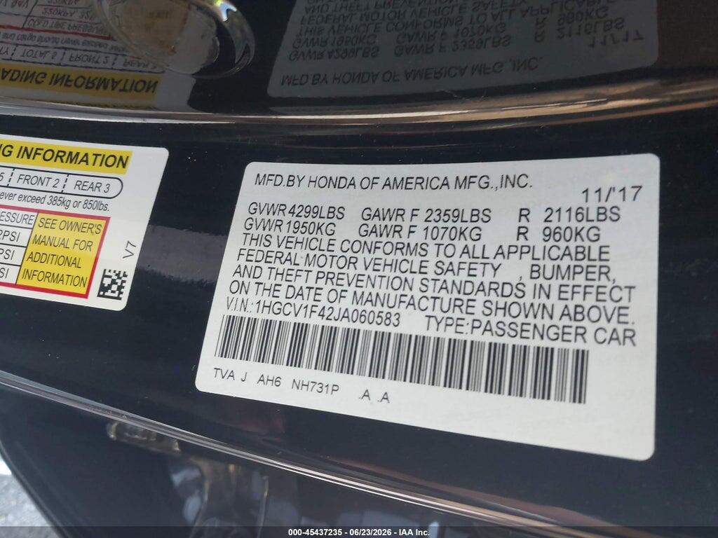 1HGCV1F42JA060583 2018 HONDA ACCORD photo no. 9