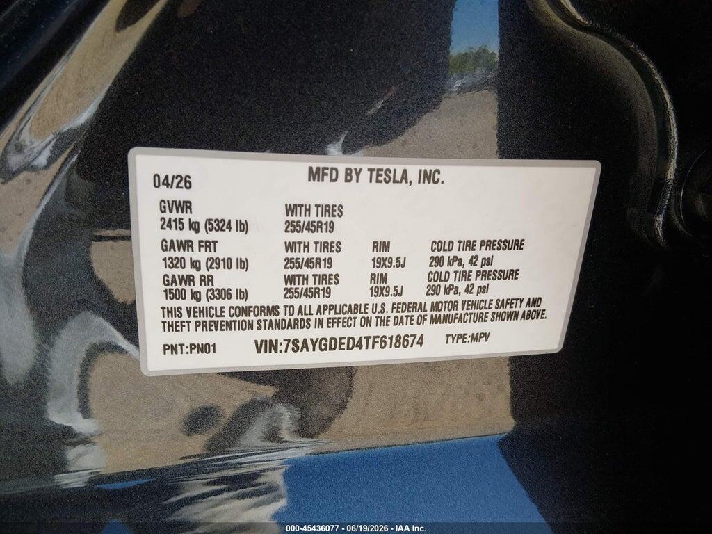 7SAYGDED4TF618674 2026 TESLA MODEL Y photo no. 9
