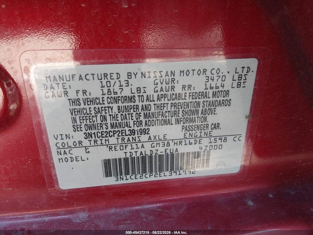 3N1CE2CP2EL391992 2014 NISSAN VERSA NOTE photo no. 9