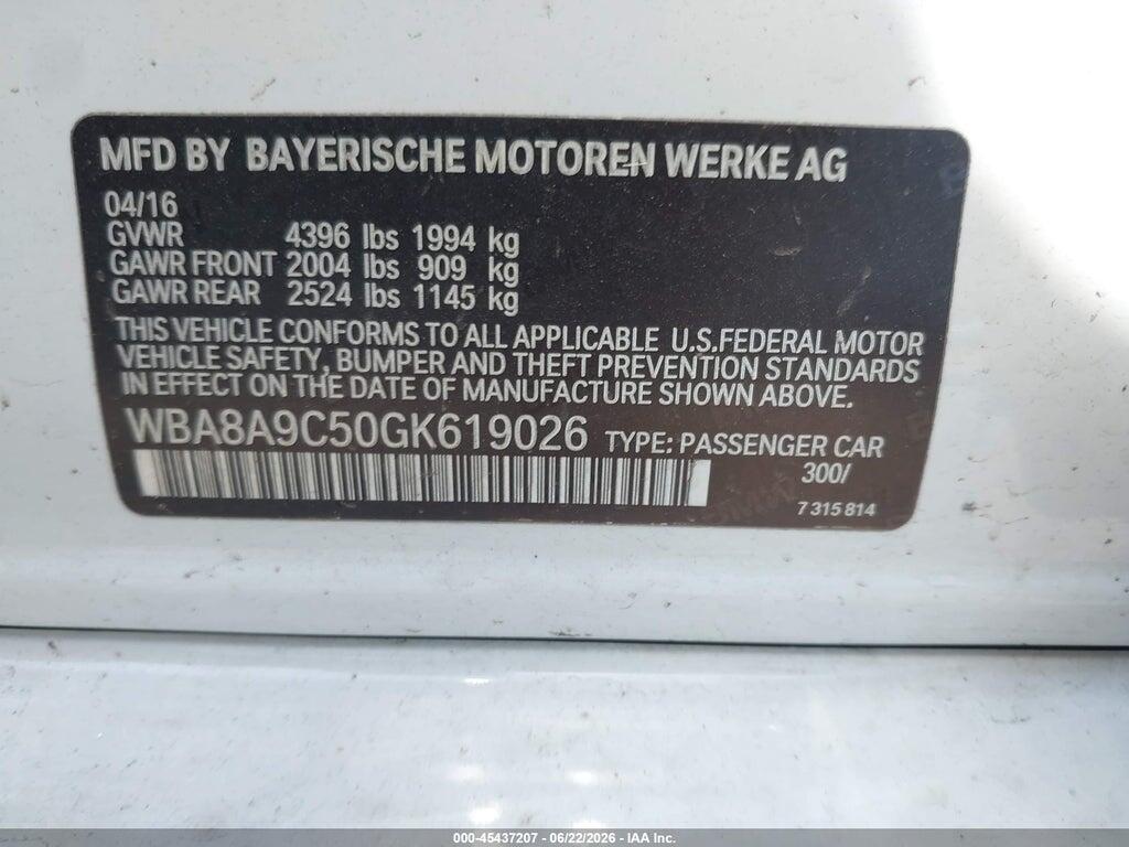 WBA8A9C50GK619026 2016 BMW 320I photo no. 9