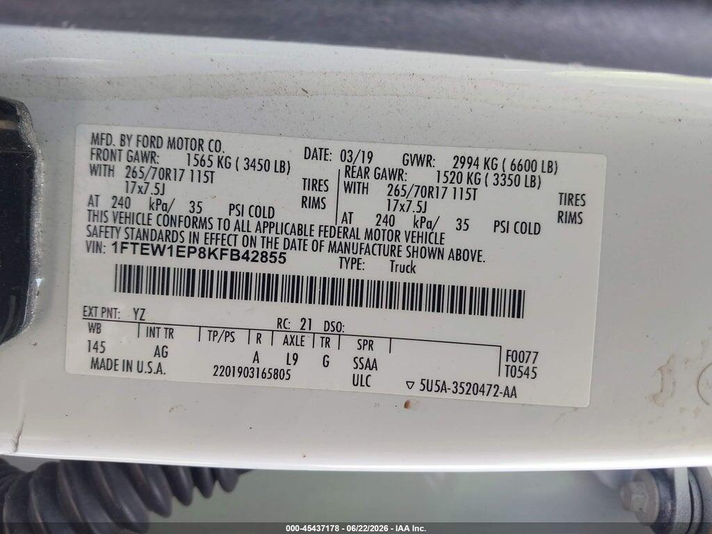 1FTEW1EP8KFB42855 2019 FORD F-150 photo no. 9