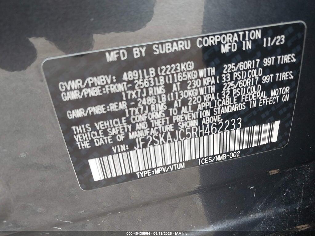 JF2SKAJC5RH462233 2024 SUBARU FORESTER photo no. 9
