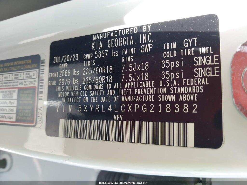 5XYRL4LCXPG218382 2023 KIA SORENTO photo no. 9