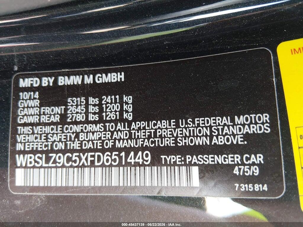 WBSLZ9C5XFD651449 2015 BMW M6 photo no. 9