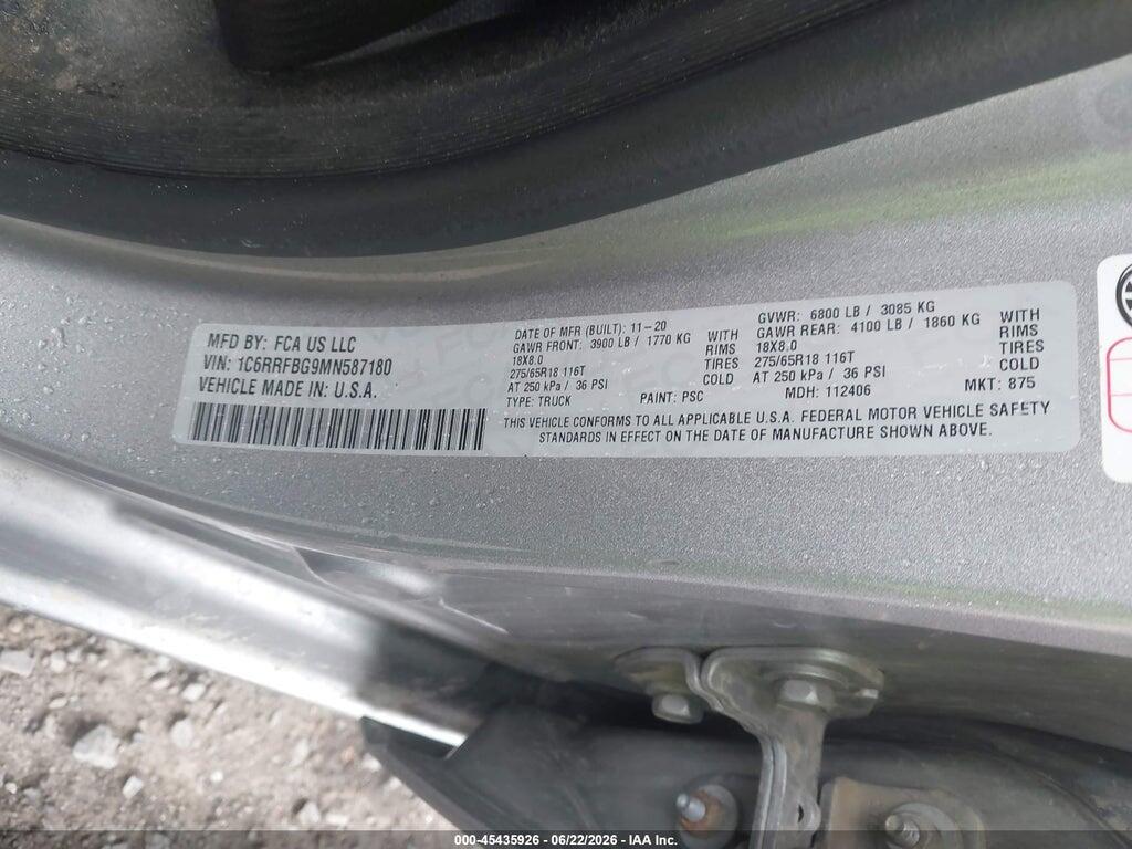 1C6RRFBG9MN587180 2021 RAM 1500 photo no. 9