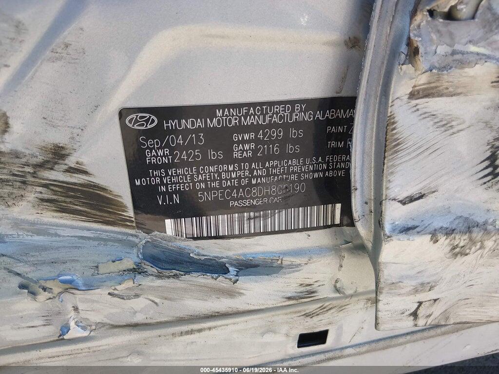 5NPEC4AC8DH806190 2013 HYUNDAI SONATA photo no. 9