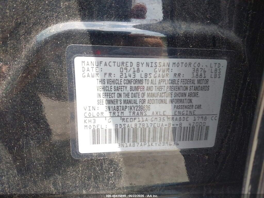 3N1AB7AP1KY239636 2019 NISSAN SENTRA photo no. 9