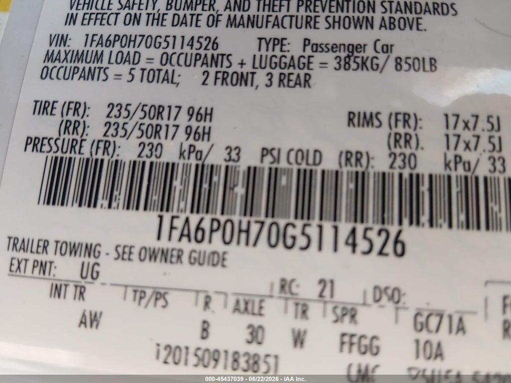 1FA6P0H70G5114526 2016 FORD FUSION photo no. 9