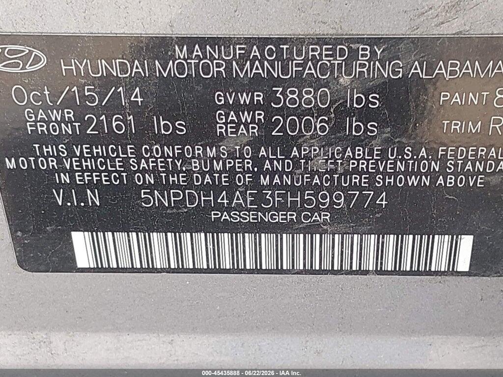 5NPDH4AE3FH599774 2015 HYUNDAI ELANTRA photo no. 9