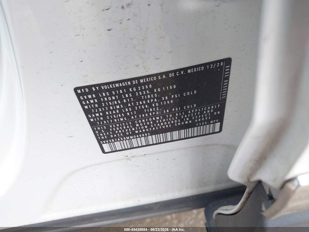 3VV3B7AX9MM049892 2021 VOLKSWAGEN TIGUAN photo no. 9