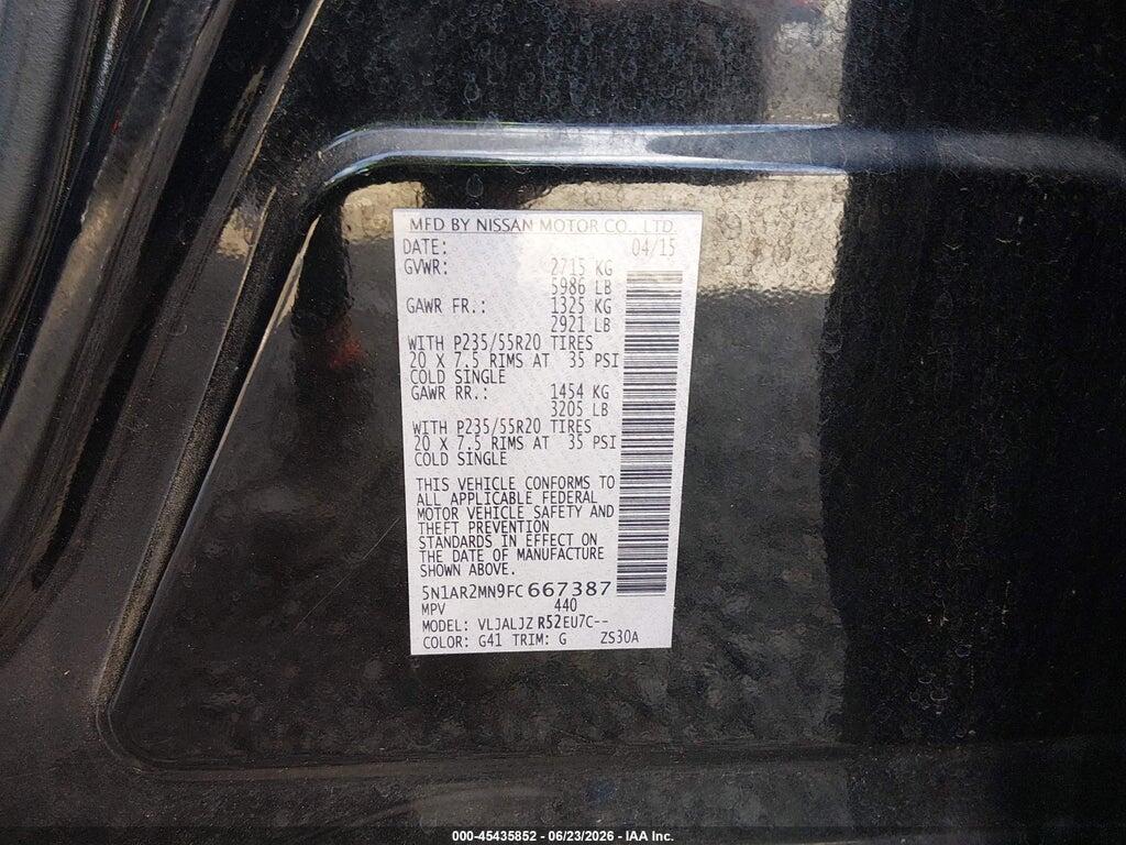 5N1AR2MN9FC667387 2015 NISSAN PATHFINDER photo no. 9