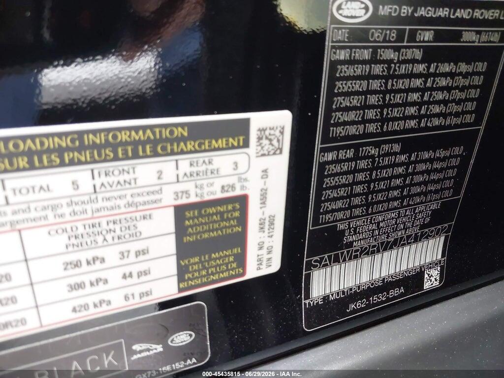 SALWR2RV7JA412902 2018 LAND ROVER RANGE ROVER SPORT photo no. 9