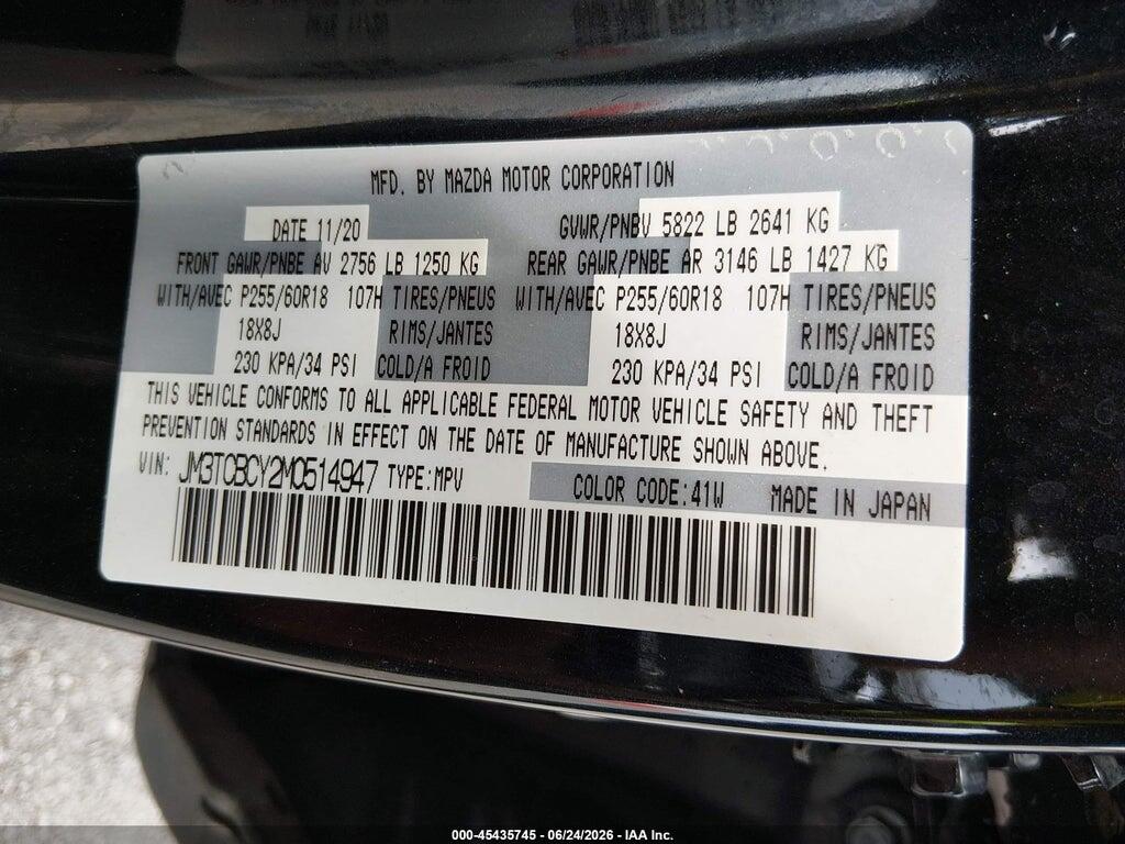 JM3TCBCY2M0514947 2021 MAZDA CX-9 photo no. 9