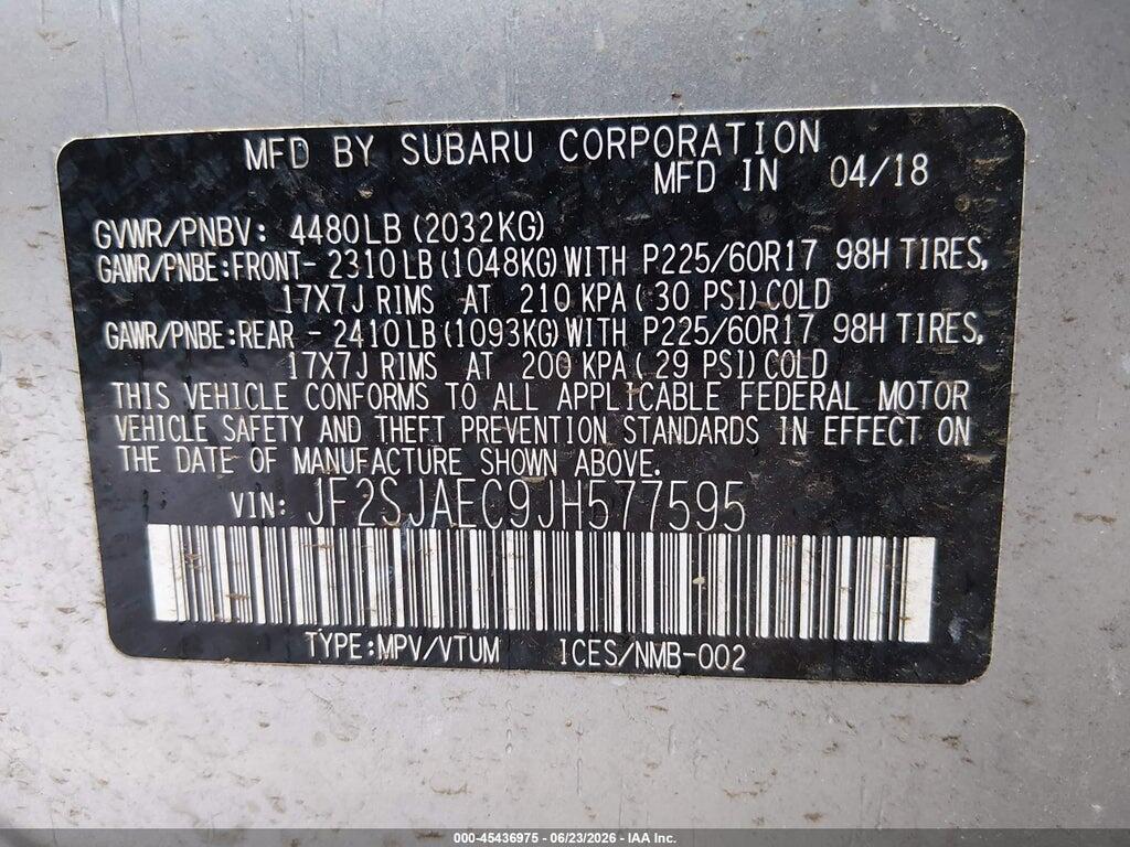 JF2SJAEC9JH577595 2018 SUBARU FORESTER photo no. 9