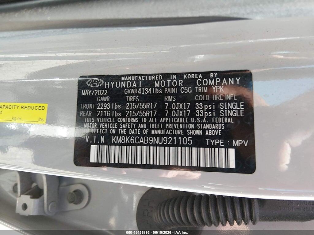 KM8K6CAB9NU921105 2022 HYUNDAI KONA photo no. 9