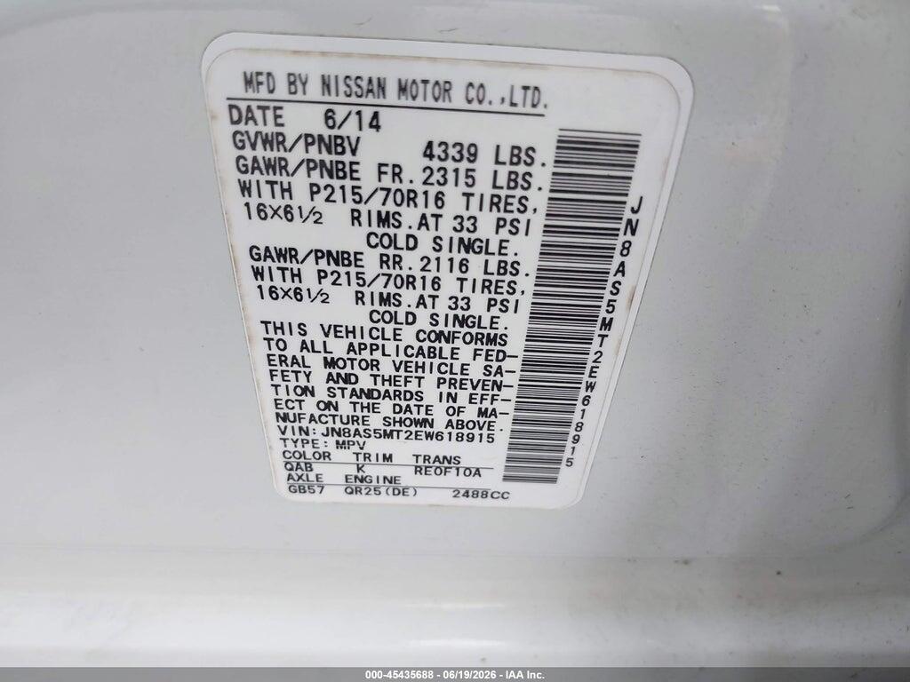 JN8AS5MT2EW618915 2014 NISSAN ROGUE SELECT photo no. 9