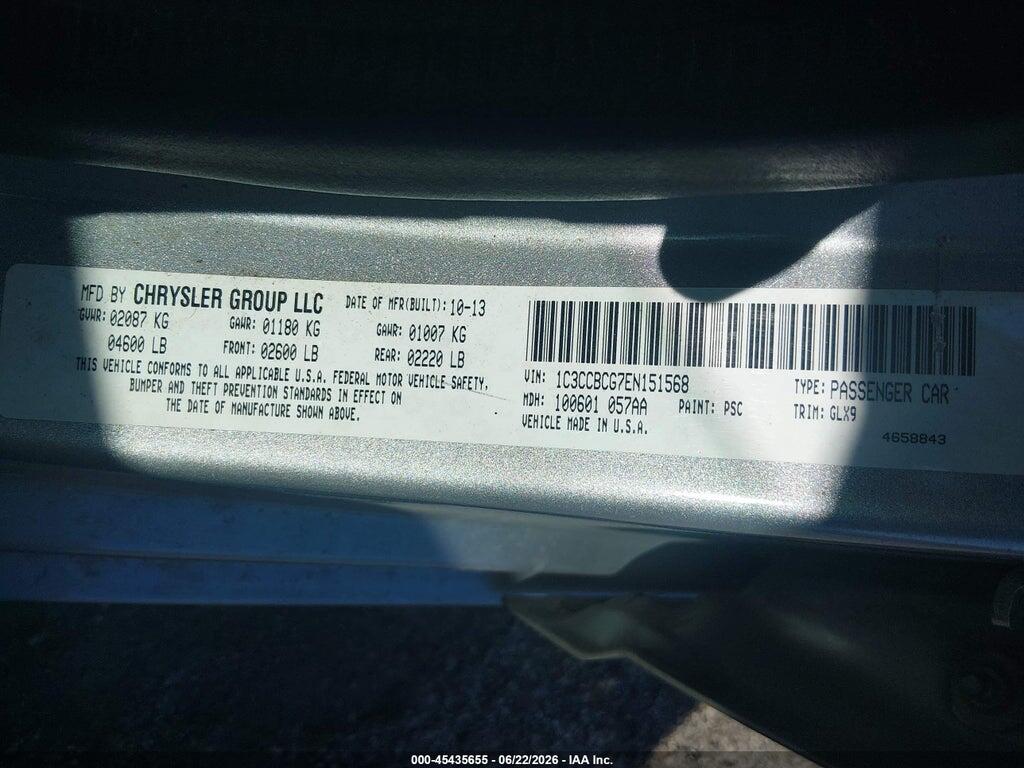 1C3CCBCG7EN151568 2014 CHRYSLER 200 photo no. 9