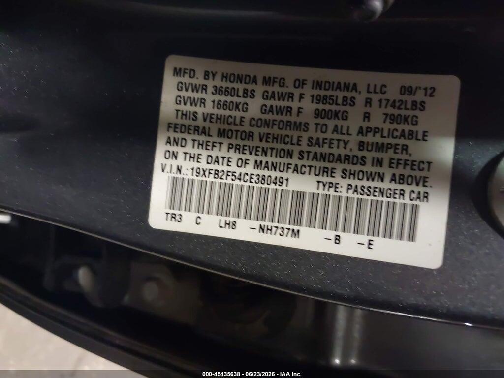 19XFB2F54CE380491 2012 HONDA CIVIC photo no. 9