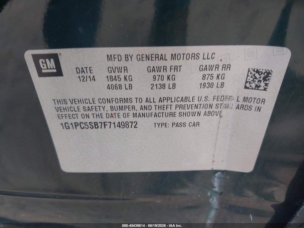 1G1PC5SB7F7149872 2015 CHEVROLET CRUZE photo no. 9