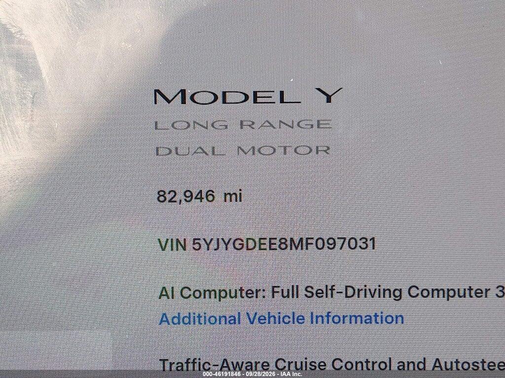 2021 TESLA MODEL Y LONG RANGE DUAL MOTOR ALL-WHEEL DRIVE — Фото 7 из 16