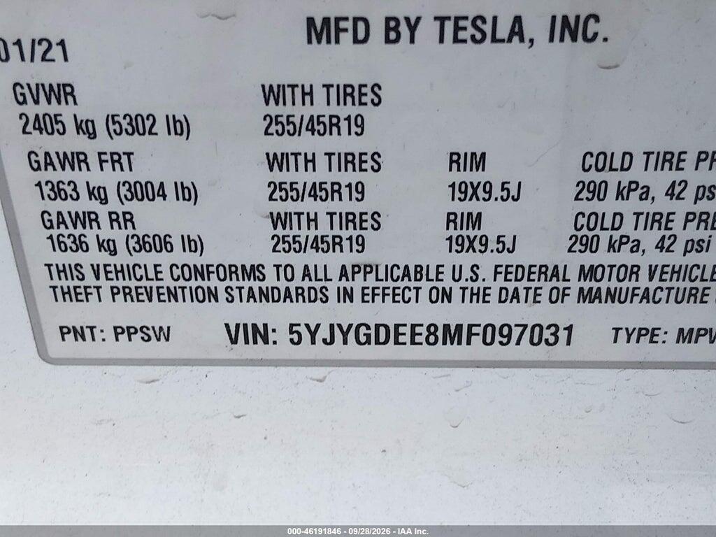 2021 TESLA MODEL Y LONG RANGE DUAL MOTOR ALL-WHEEL DRIVE — Фото 9 из 16