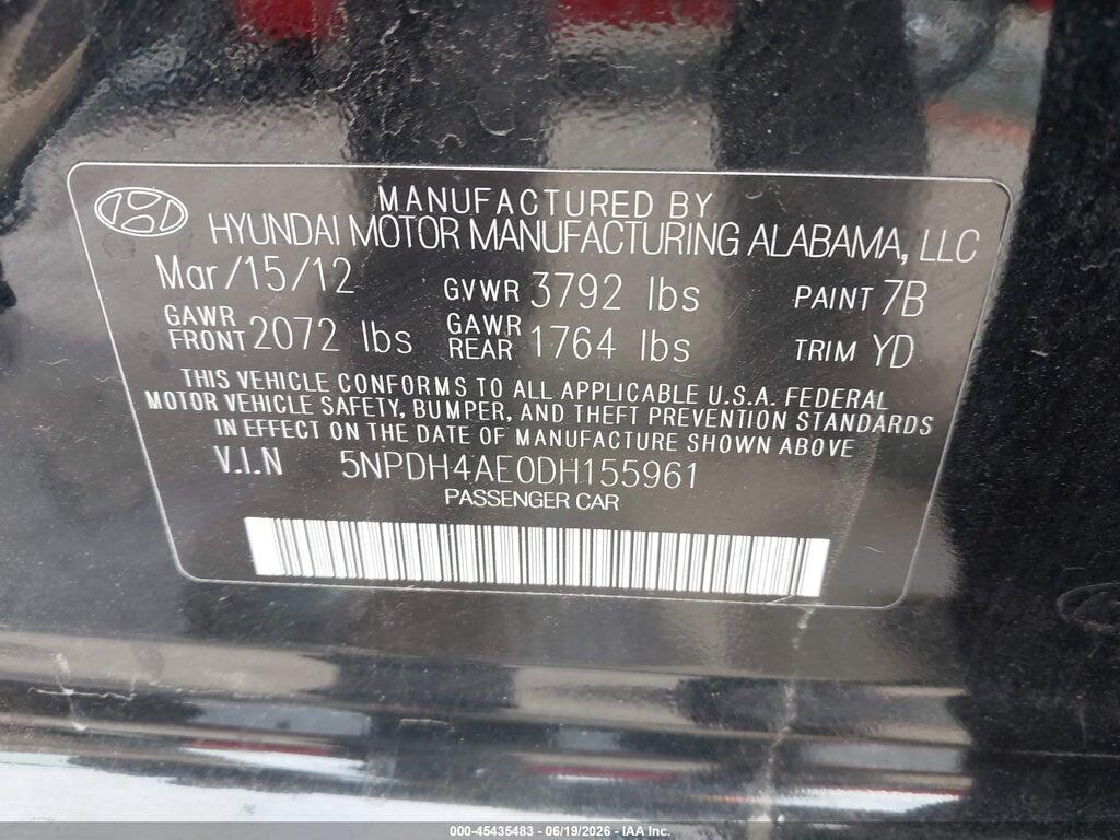 5NPDH4AE0DH155961 2013 HYUNDAI ELANTRA photo no. 9