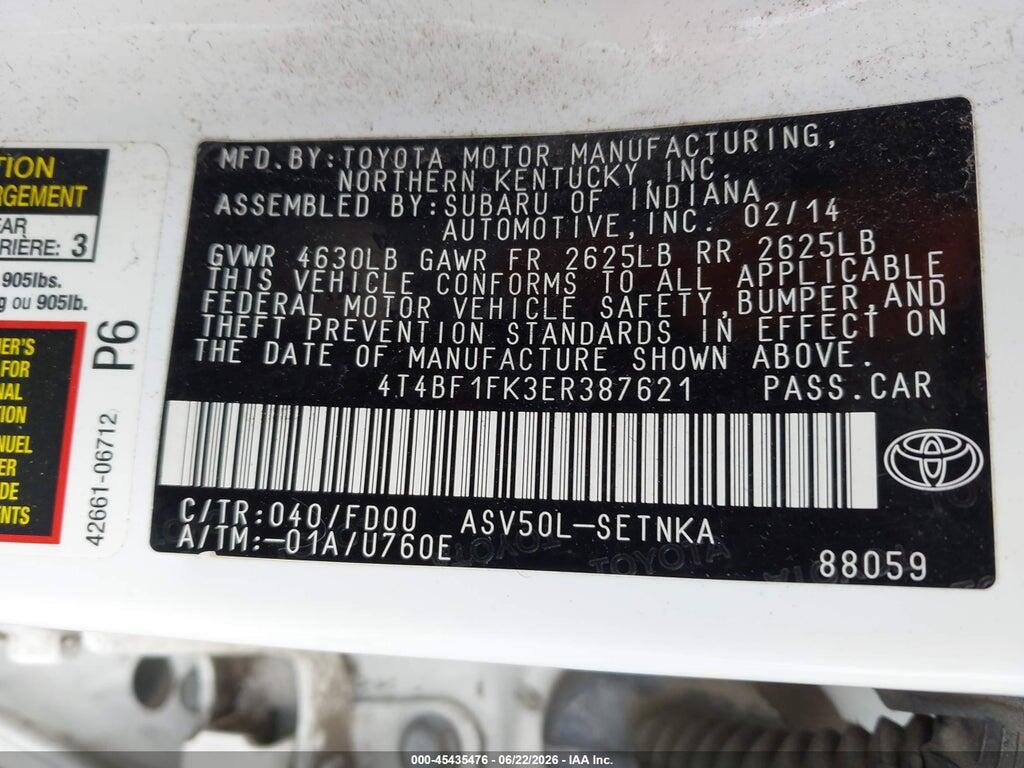 4T4BF1FK3ER387621 2014 TOYOTA CAMRY photo no. 9