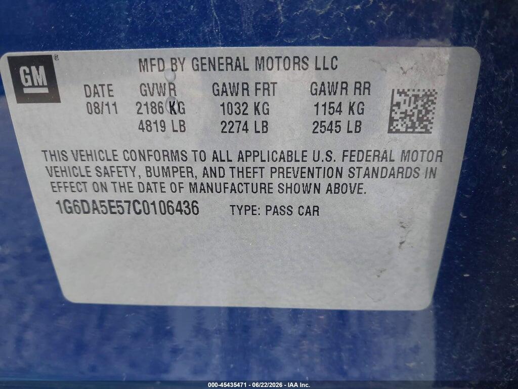1G6DA5E57C0106436 2012 CADILLAC CTS photo no. 9