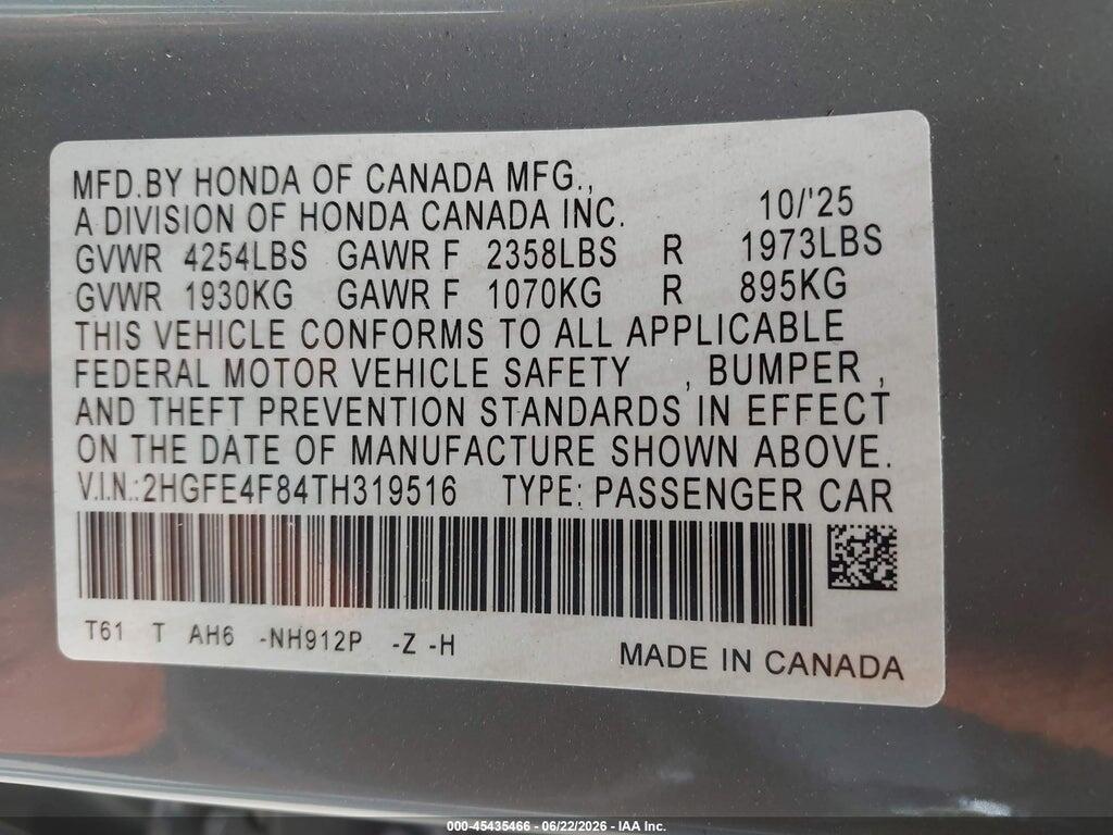 2HGFE4F84TH319516 2026 HONDA CIVIC HYBRID photo no. 9