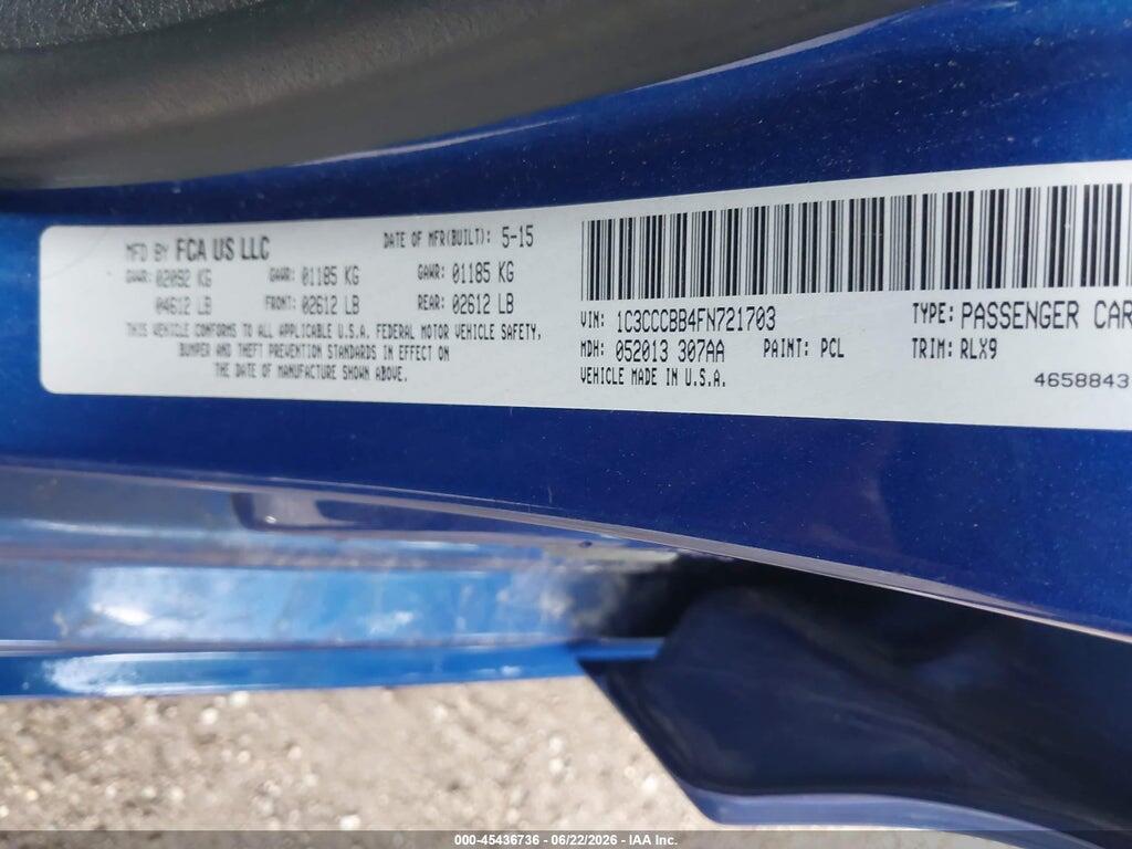 1C3CCCBB4FN721703 2015 CHRYSLER 200 photo no. 9