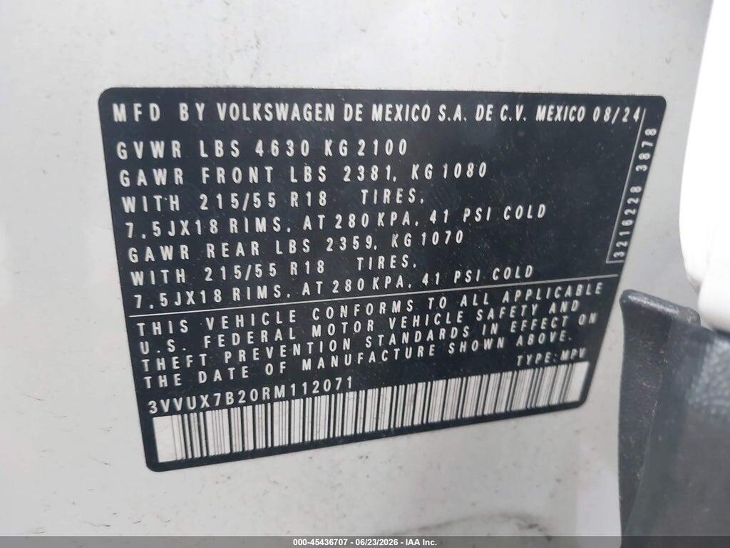 3VVUX7B20RM112071 2024 VOLKSWAGEN TAOS photo no. 9