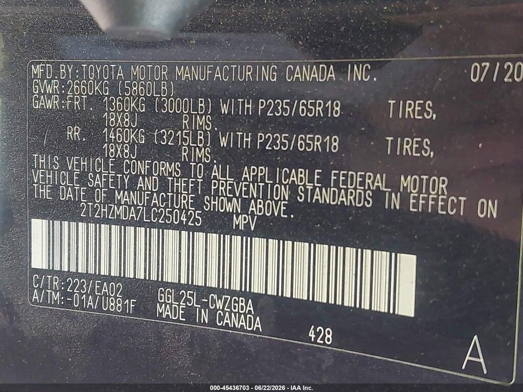 2T2HZMDA7LC250425 2020 LEXUS RX 350 photo no. 9