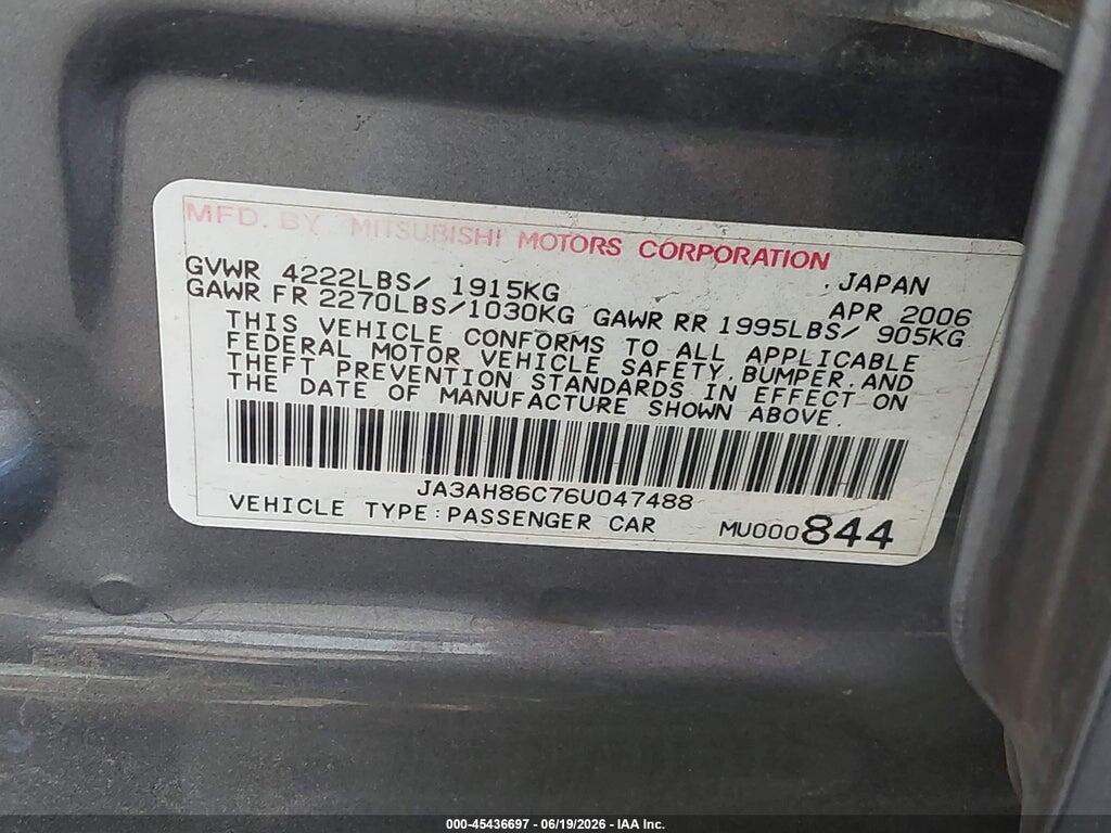 JA3AH86C76U047488 2006 MITSUBISHI LANCER EVOLUTION photo no. 9