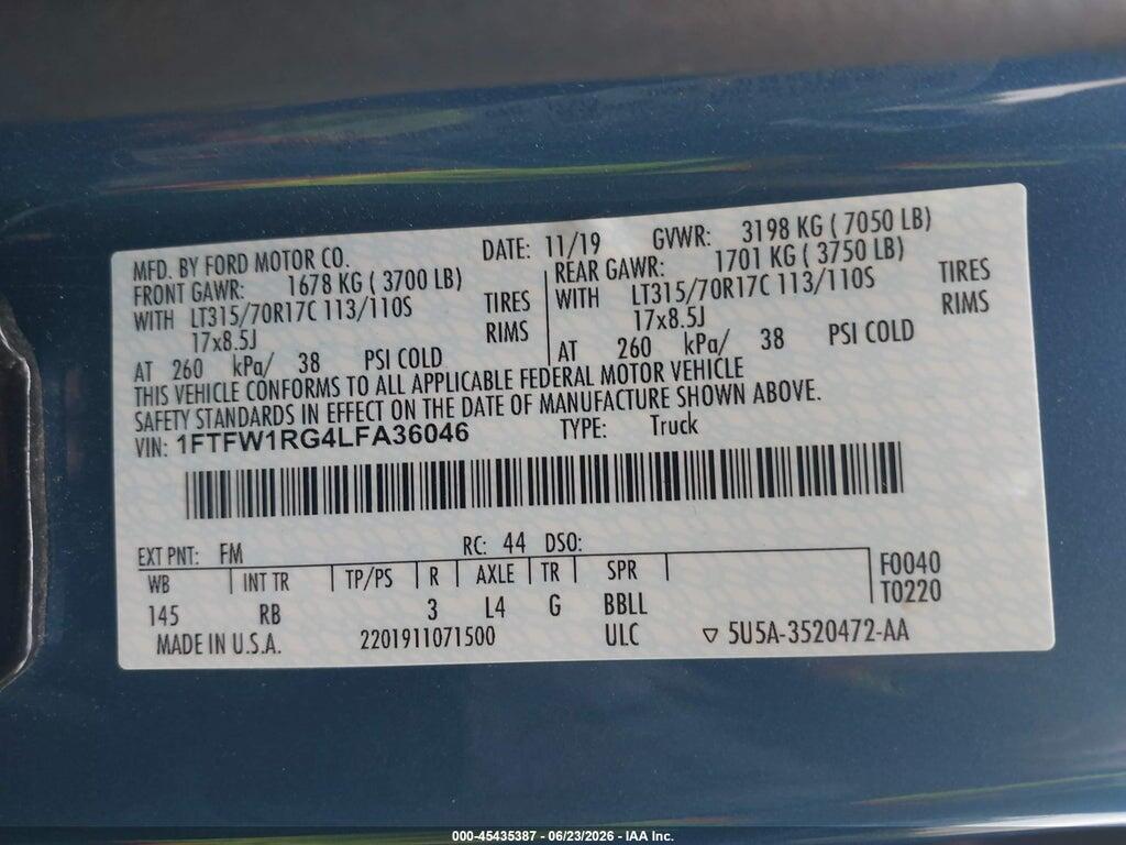 1FTFW1RG4LFA36046 2020 FORD F-150 photo no. 9