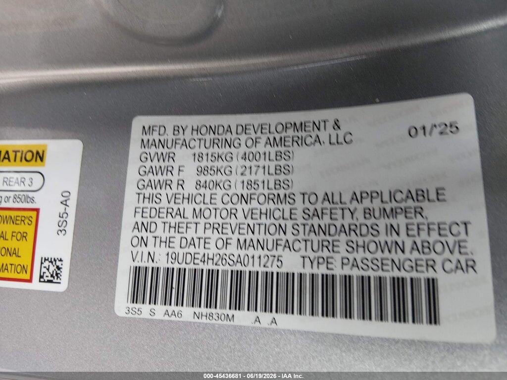 19UDE4H26SA011275 2025 ACURA INTEGRA photo no. 9