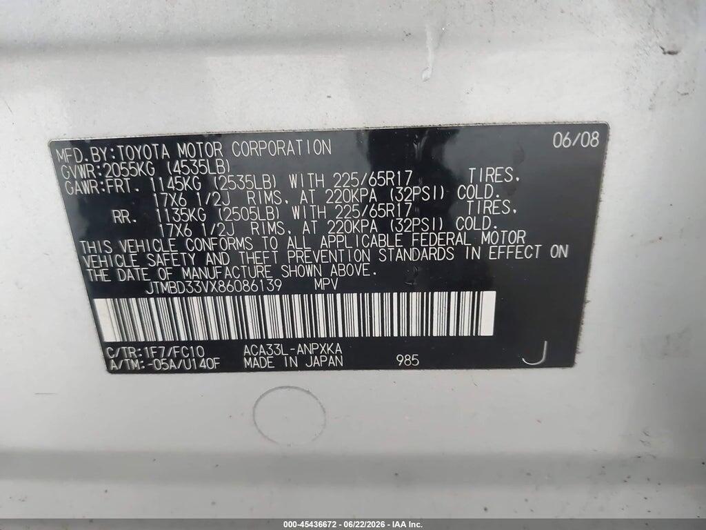 JTMBD33VX86086139 2008 TOYOTA RAV4 photo no. 9