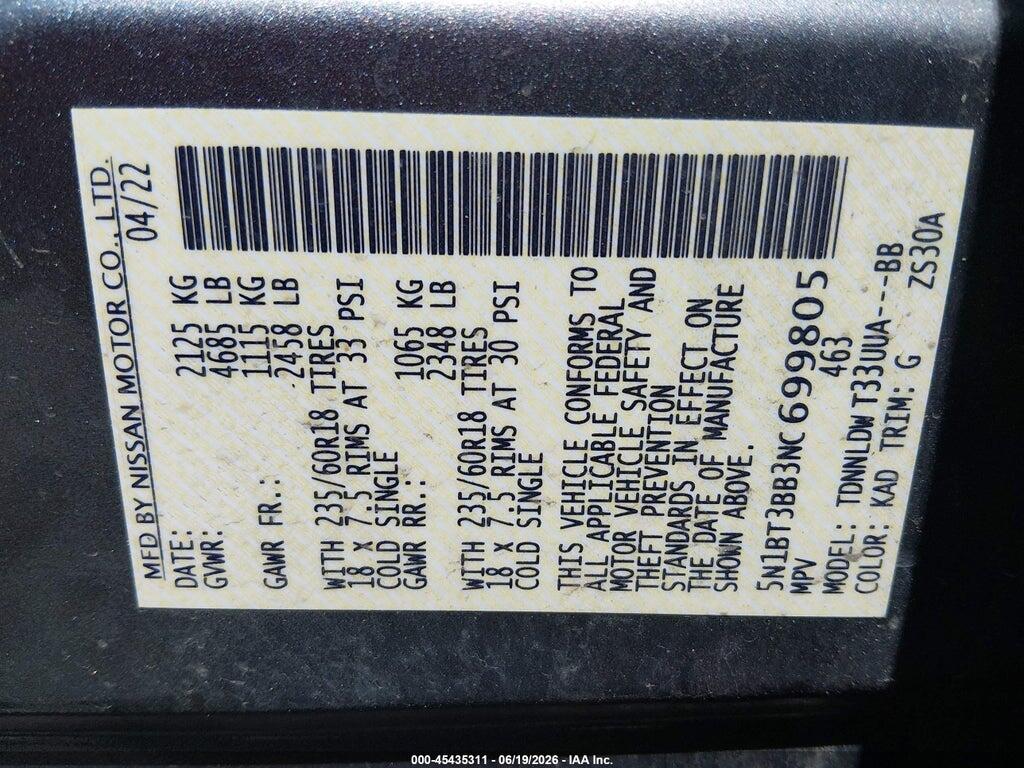 5N1BT3BB3NC699805 2022 NISSAN ROGUE photo no. 9