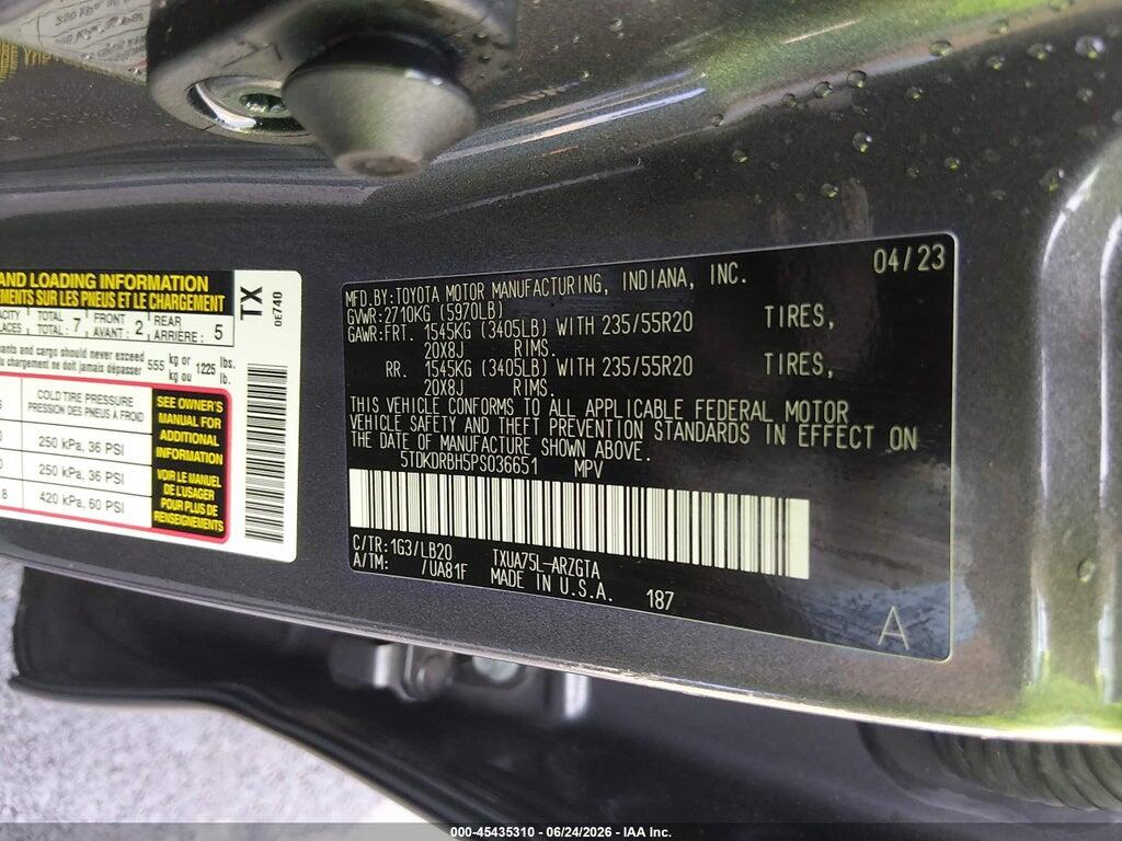 5TDKDRBH5PS036651 2023 TOYOTA HIGHLANDER photo no. 9