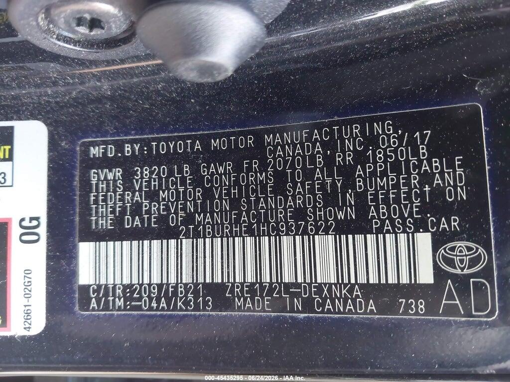 2T1BURHE1HC937622 2017 TOYOTA COROLLA photo no. 9