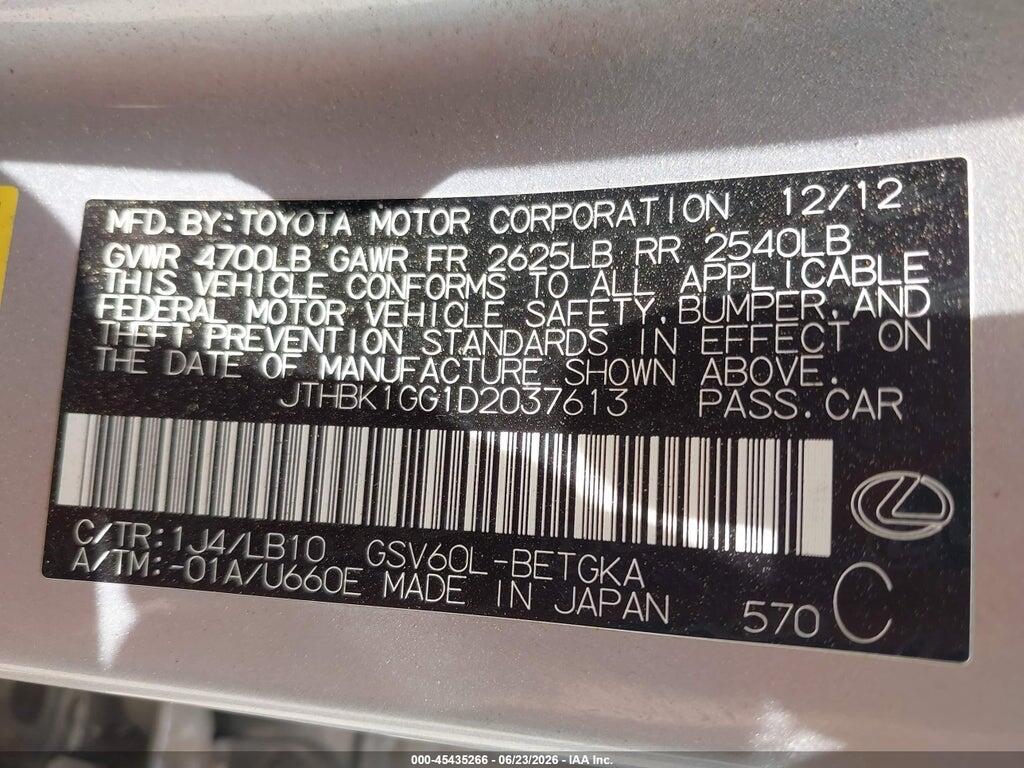 JTHBK1GG1D2037613 2013 LEXUS ES 350 photo no. 9