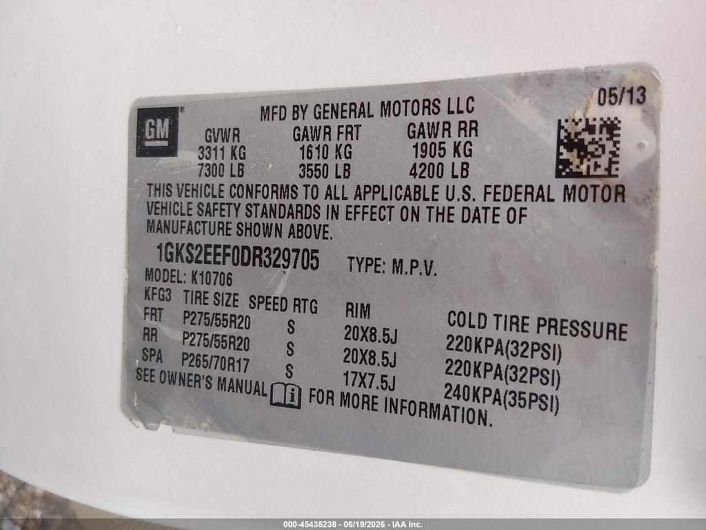 1GKS2EEF0DR329705 2013 GMC YUKON photo no. 9