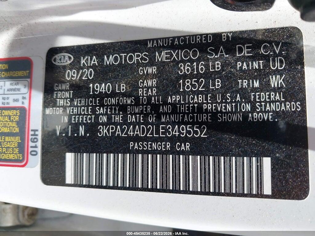 3KPA24AD2LE349552 2020 KIA RIO photo no. 9