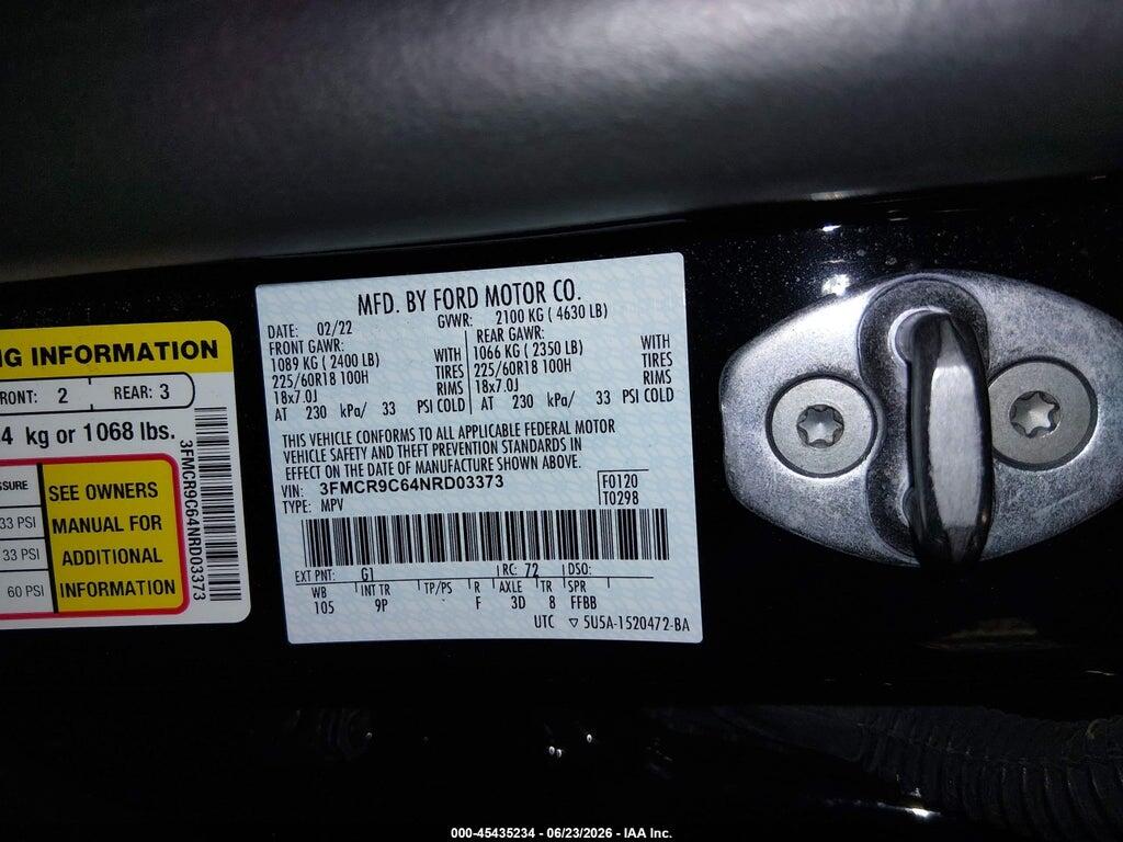 3FMCR9C64NRD03373 2022 FORD BRONCO SPORT photo no. 9