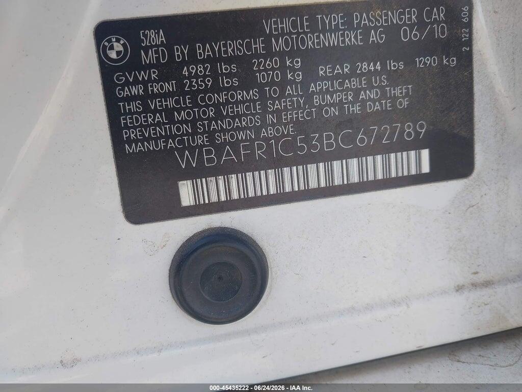 WBAFR1C53BC672789 2011 BMW 528I photo no. 9