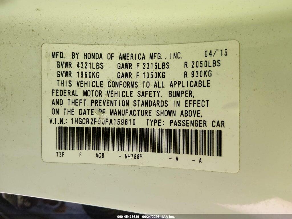 1HGCR2F50FA159610 2015 HONDA ACCORD photo no. 9
