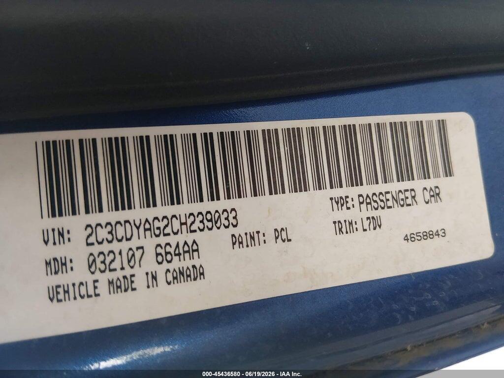 2C3CDYAG2CH239033 2012 DODGE CHALLENGER photo no. 9