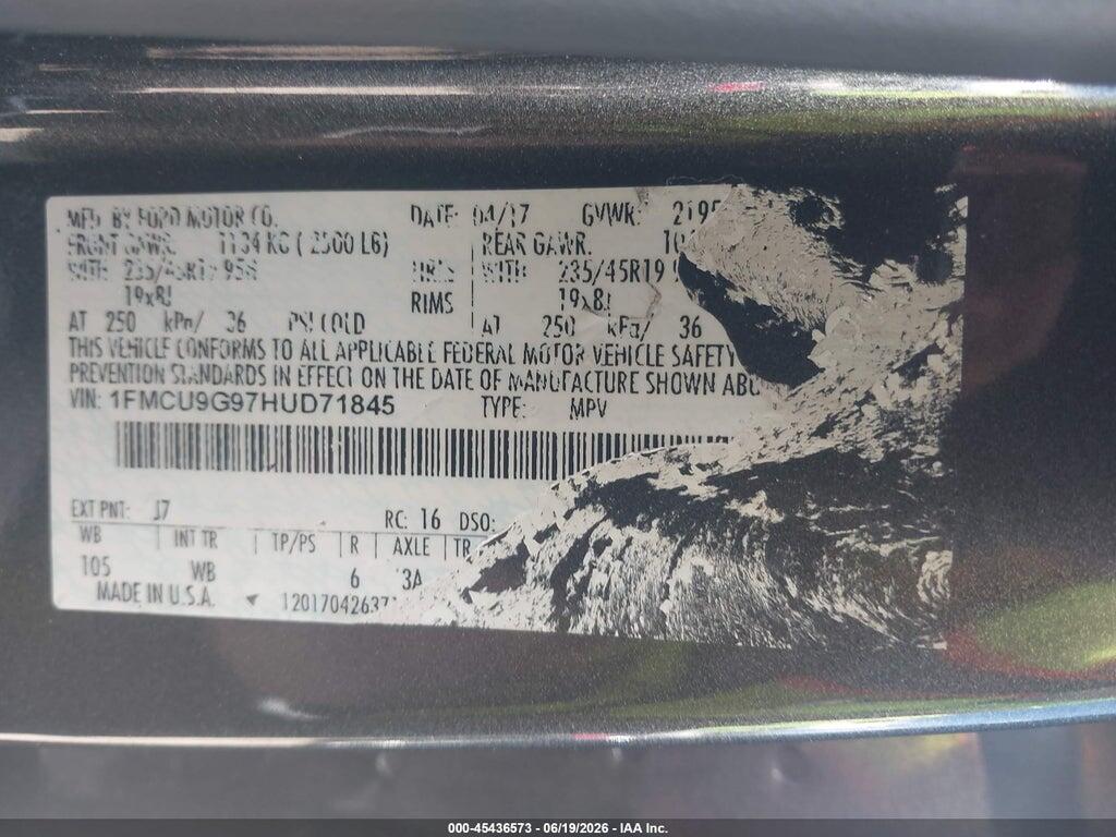 1FMCU9G97HUD71845 2017 FORD ESCAPE photo no. 9